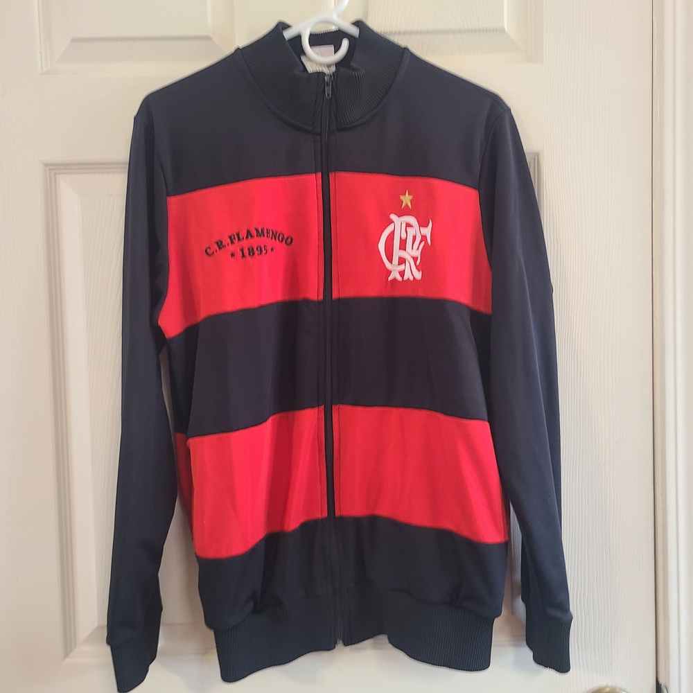 C.R. Flamengo Red & Black Striped Zip Track Jacket